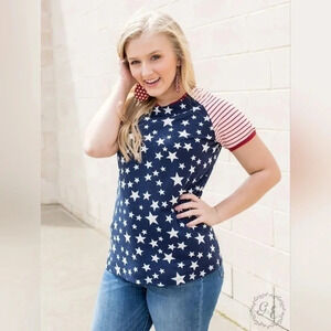1 LEFT! Parade Tee with Stripe Sleeves